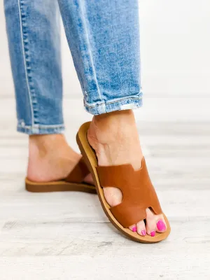 Corkys Bogalusa Slip-On Sandals in Cognac Smooth