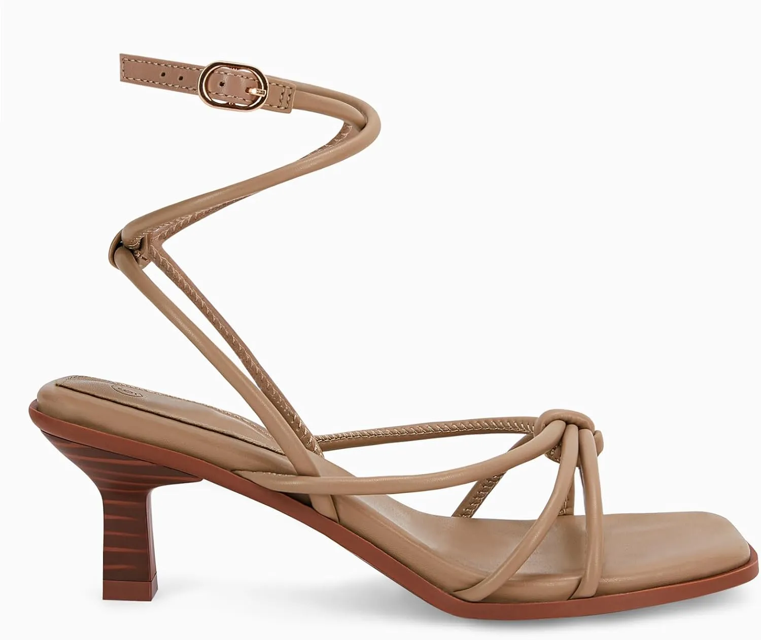 Coutgo Womens Strappy Heels Sandals Thong Gladiator Square Open Toe Low Kitten Heeled Criss Cross Ankle Strap Summer Dress Wedding Shoes