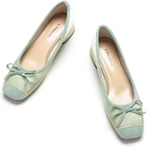 C.Paravano Women's Pump | Square Toe Low Block Heels | Closed Toe Chunky Heels | Leather Low Heel Pumps | Dress Wedding Shoes