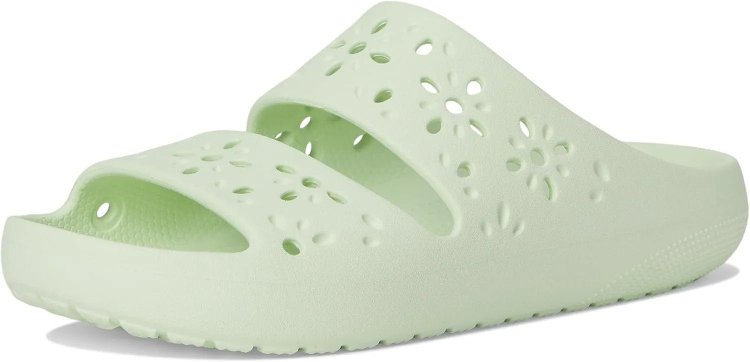 Crocs Unisex-Adult Classic Sandals 2.0 with Floral Cutout Design Slide