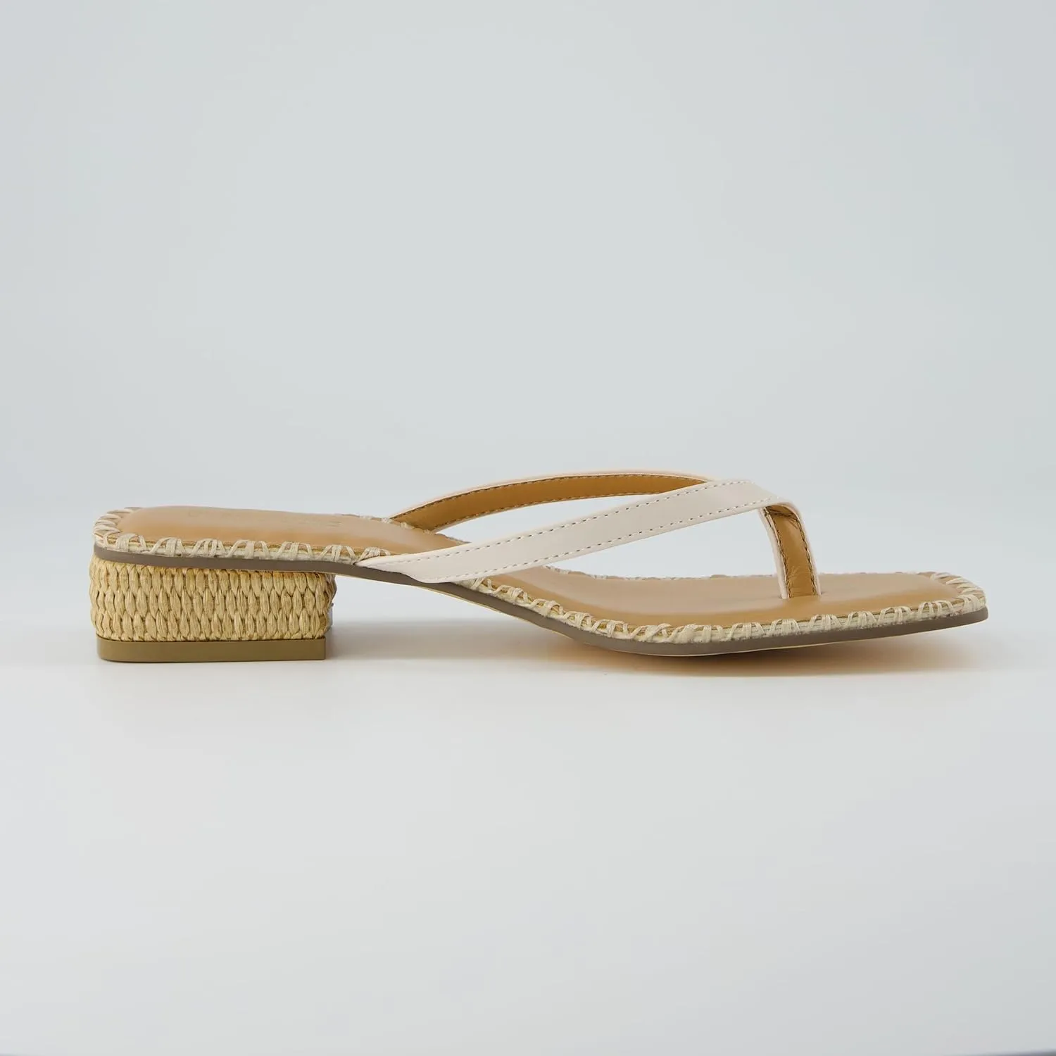 CUSHIONAIRE Women's Breezy Block Heel Thong Sandals  Memory Foam, Wide Widths Available