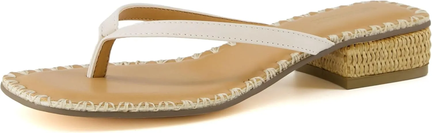 CUSHIONAIRE Women's Breezy Block Heel Thong Sandals  Memory Foam, Wide Widths Available