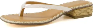 CUSHIONAIRE Women's Breezy Block Heel Thong Sandals  Memory Foam, Wide Widths Available
