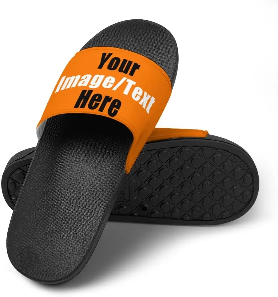 Custom Slides Sandals Personalized Add Your Name Photo Design Sandals Fashion Beach Sandals Comfort Bathroom Shower Shoes Non Slip Indoor Outdoor Water Sandals for Women Men