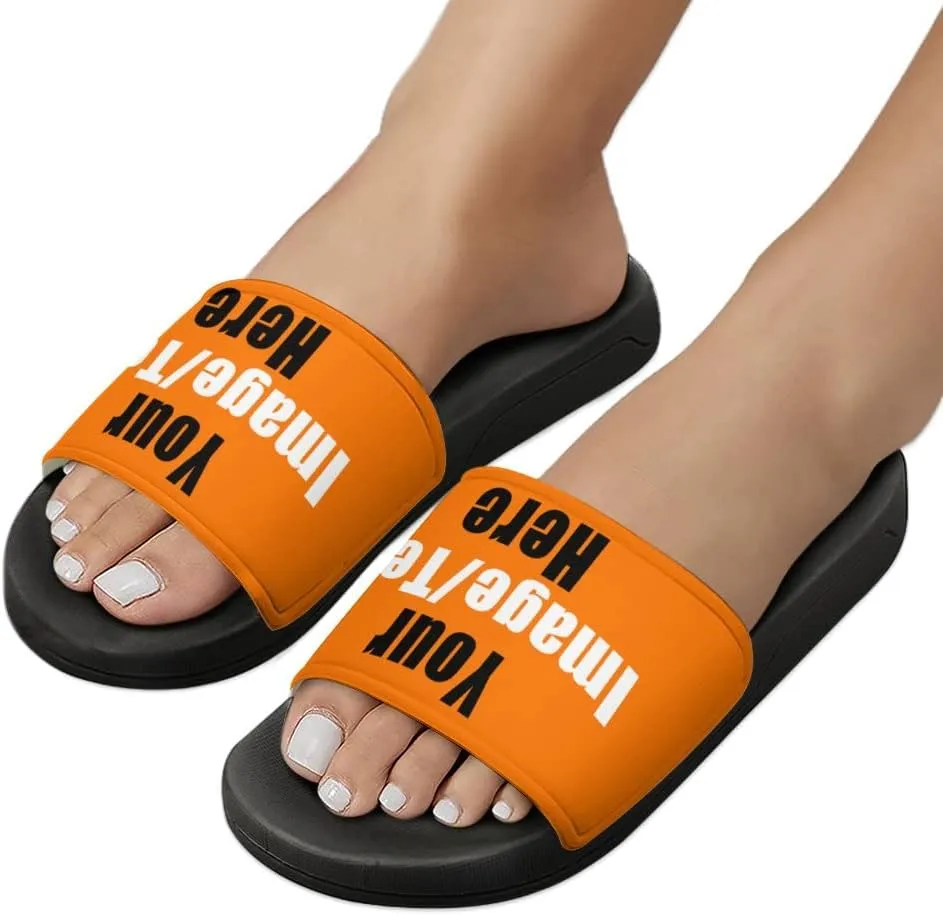 Custom Slides Sandals Personalized Add Your Name Photo Design Sandals Fashion Beach Sandals Comfort Bathroom Shower Shoes Non Slip Indoor Outdoor Water Sandals for Women Men