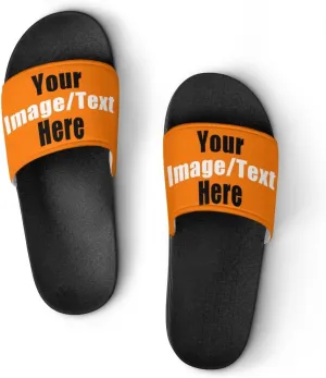 Custom Slides Sandals Personalized Add Your Name Photo Design Sandals Fashion Beach Sandals Comfort Bathroom Shower Shoes Non Slip Indoor Outdoor Water Sandals for Women Men