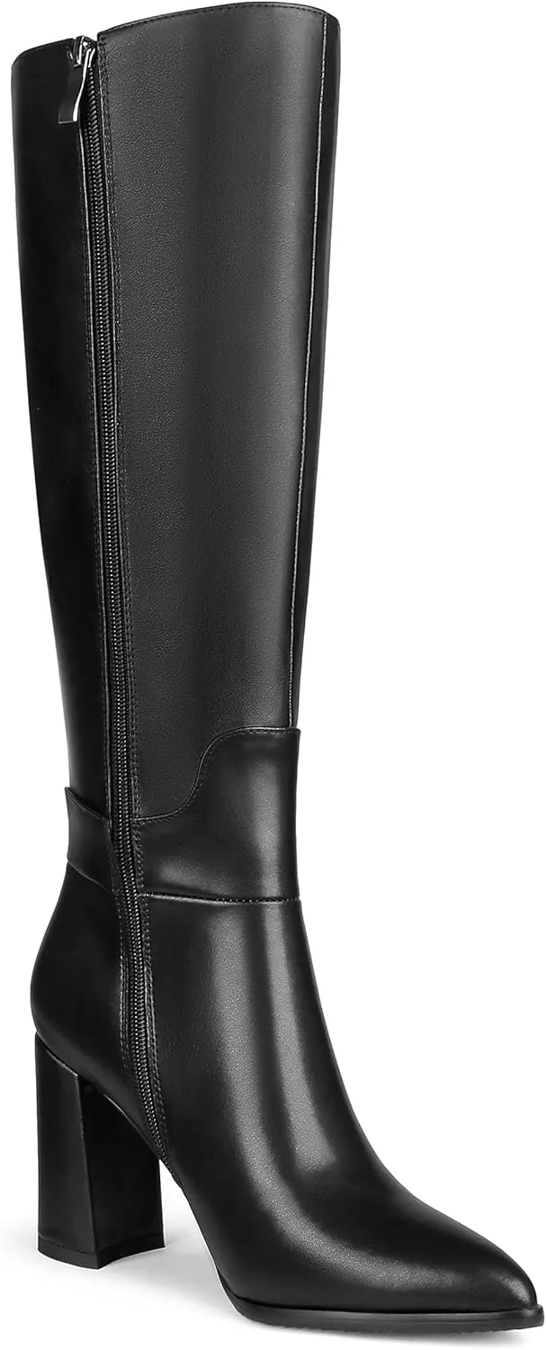 Dance&Style Women's Tall Boots Pointed Toe Boots for Women Knee High Heeled Long Boots