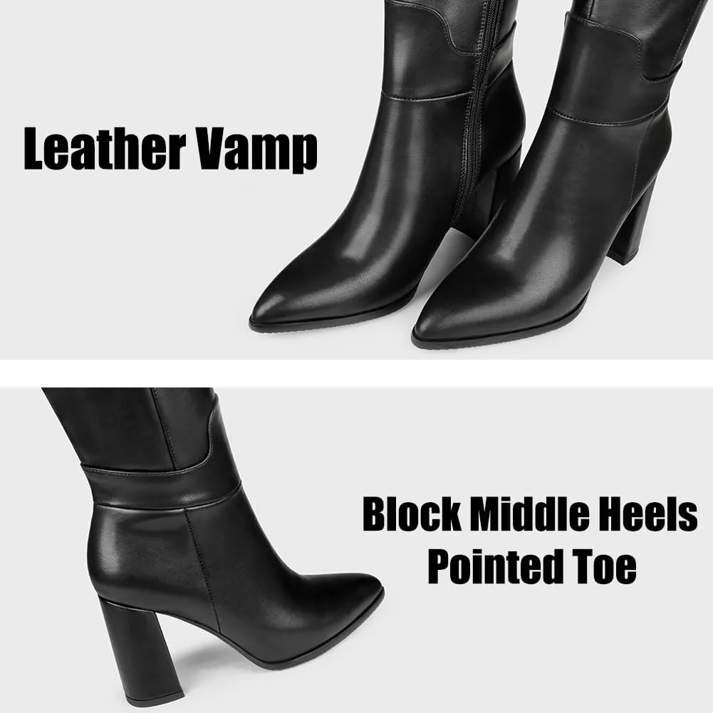 Dance&Style Women's Tall Boots Pointed Toe Boots for Women Knee High Heeled Long Boots