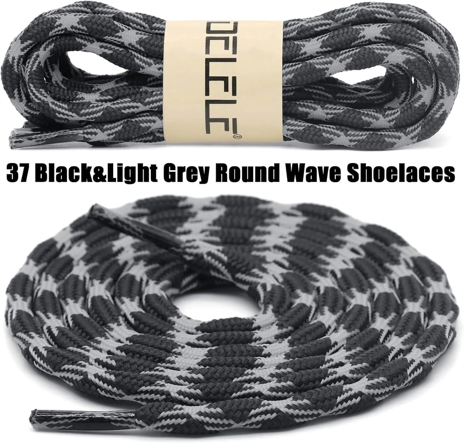 DELELE 2 Pair Round Wave Shape Non Slip Heavy Duty and Durable Outdoor Climbing Shoelaces Hiking Shoe Laces Shoestrings