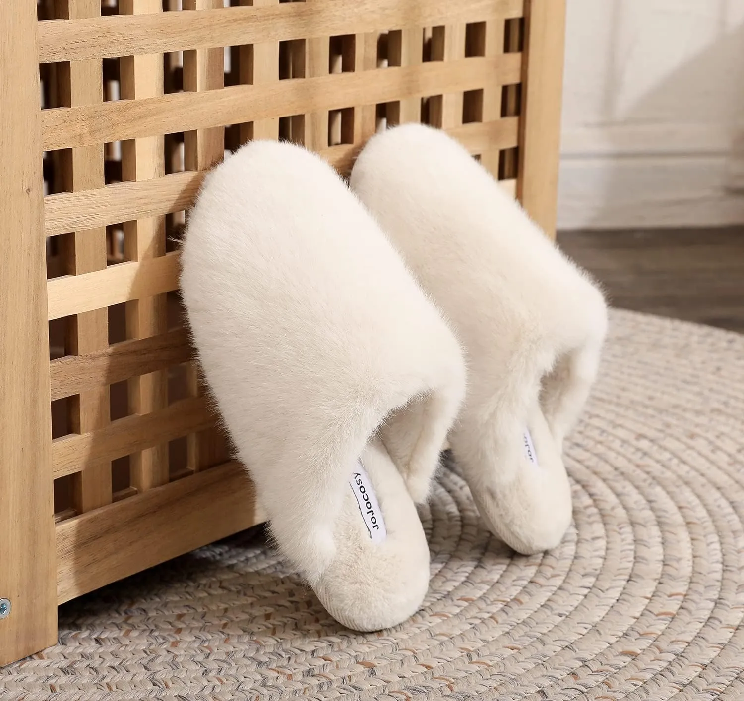 Densely Long-haired Lady’s Comfy Fuzzy Memory Foam Scuff Women’s Warm Plush Closed-Toe Comfortable Slippers