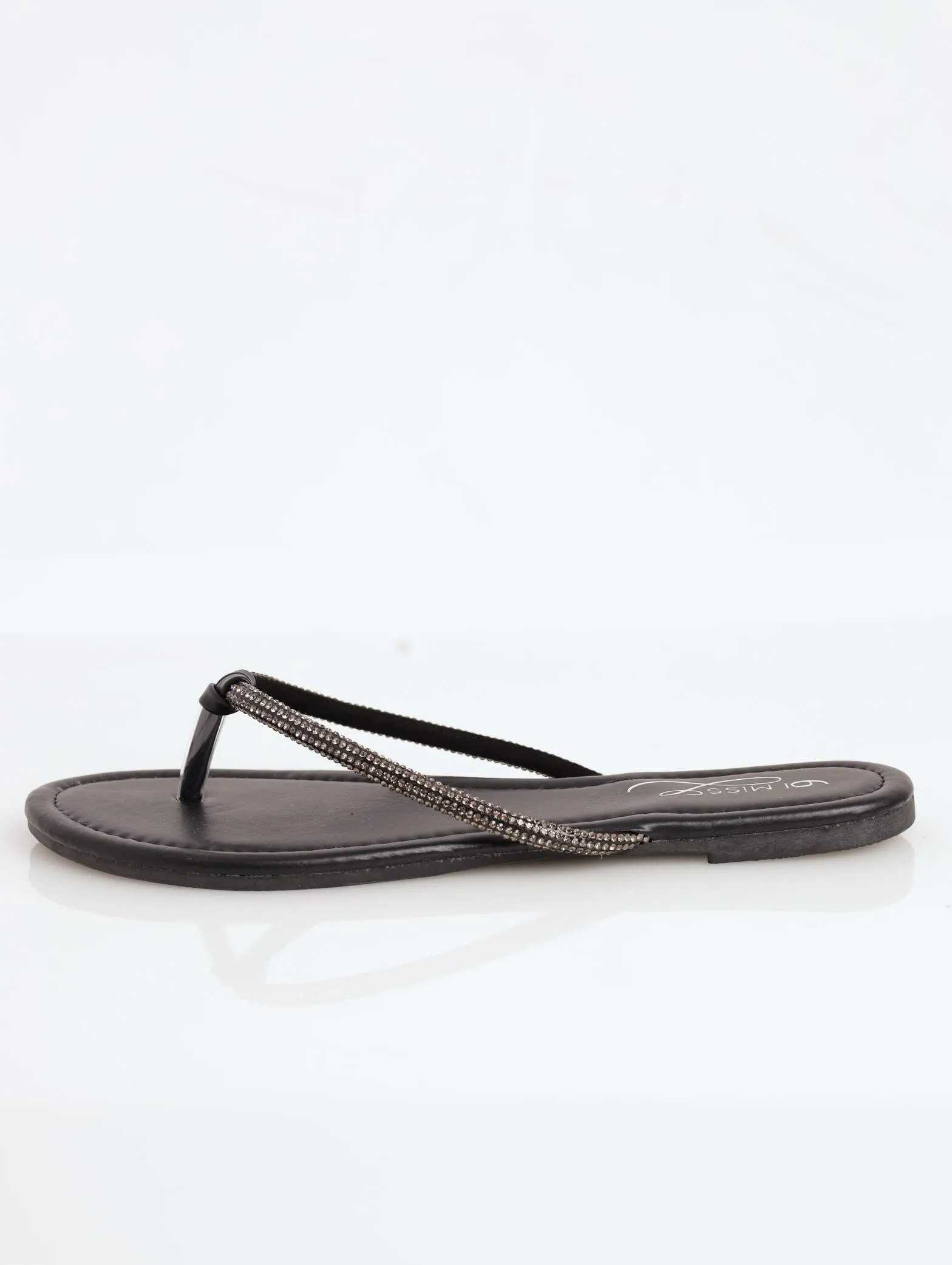 Diamante Tube Dainty Thong Sandal - Black