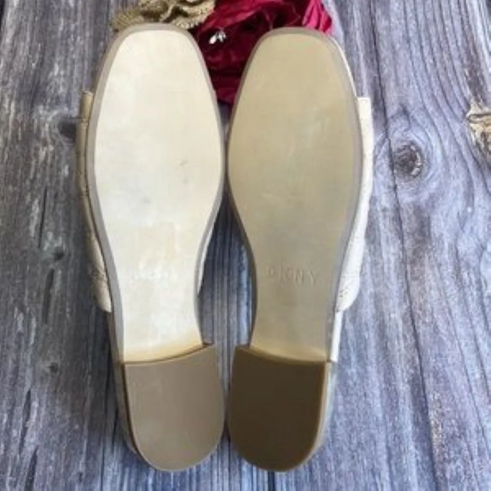 DKNY Roy Taupe Leather Flat Slide Sandals 6M