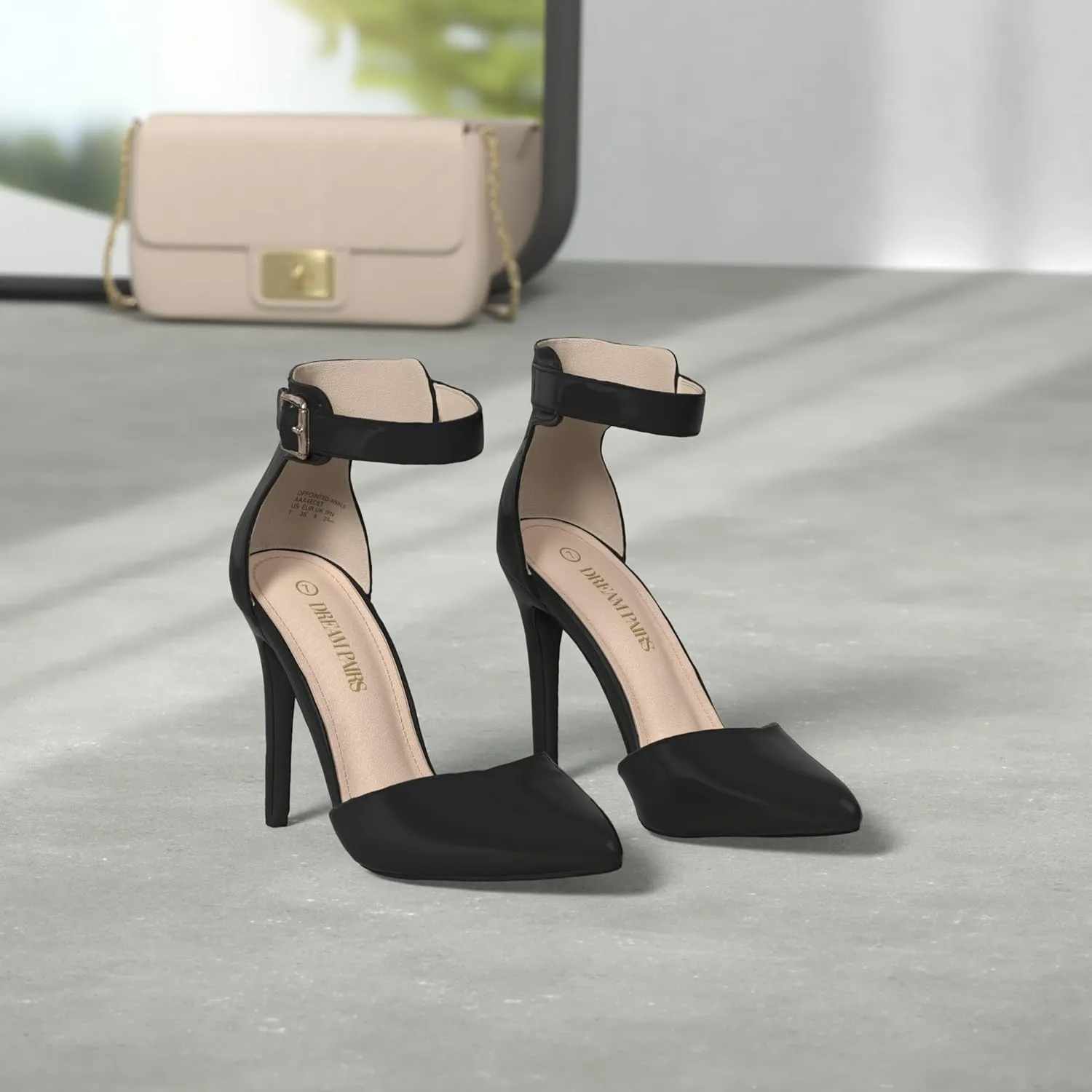 DREAM PAIRS Oppointed-Ankle Women's Pointed Toe Ankle Strap D'Orsay High Heel Stiletto Pumps Shoes