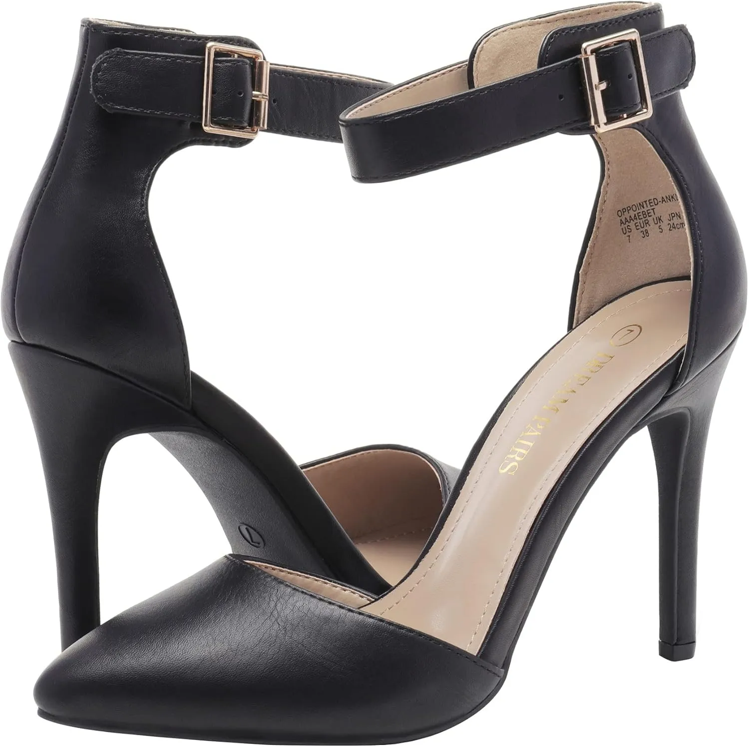 DREAM PAIRS Oppointed-Ankle Women's Pointed Toe Ankle Strap D'Orsay High Heel Stiletto Pumps Shoes