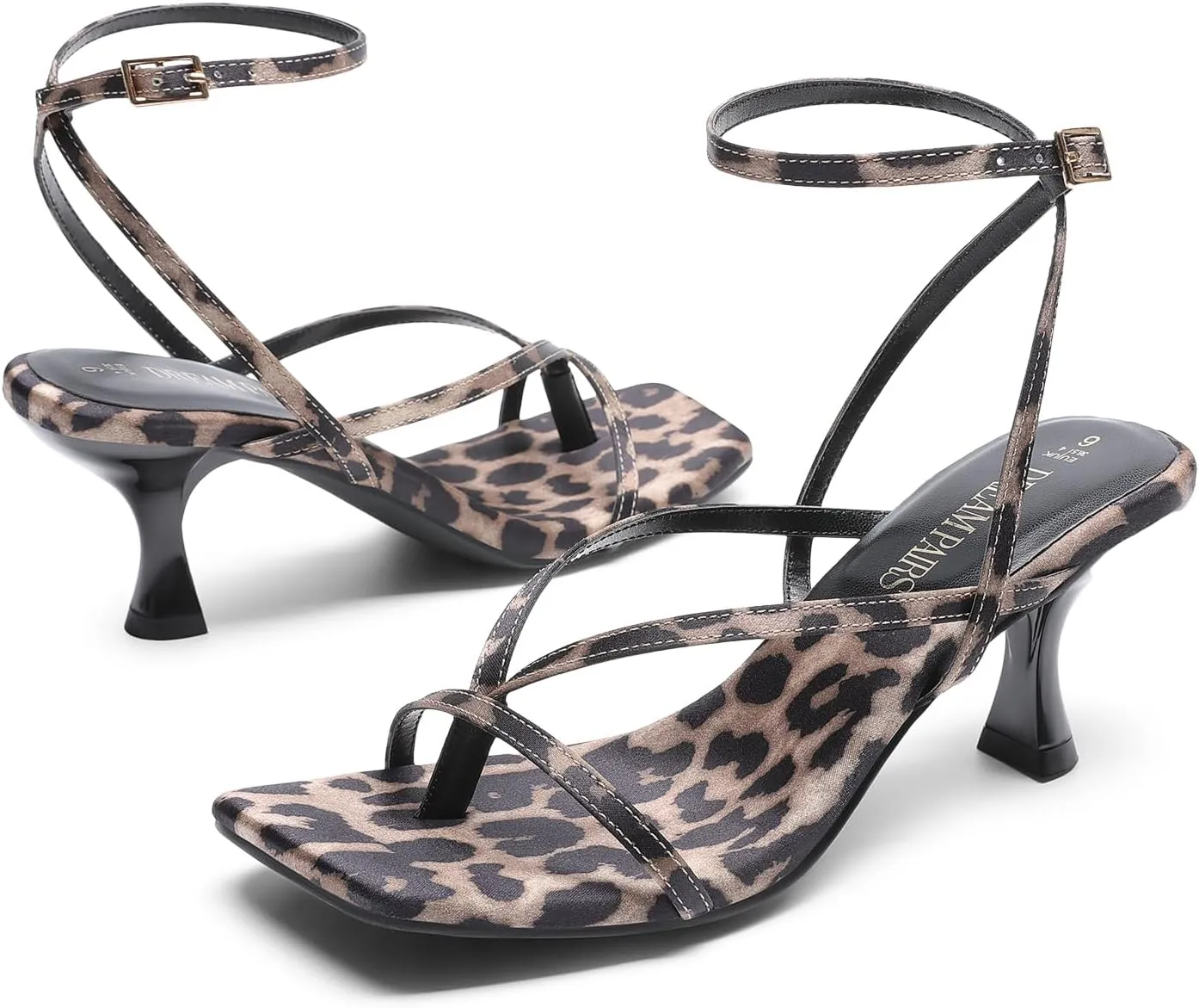 DREAM PAIRS Women's kitten Low Strappy Lace Up Heels Open Square Toe Thong Ankle Strap Heels Sexy Fashion Comfort Dress Shoes Party Sylvestra Pumps Heeled Sandals