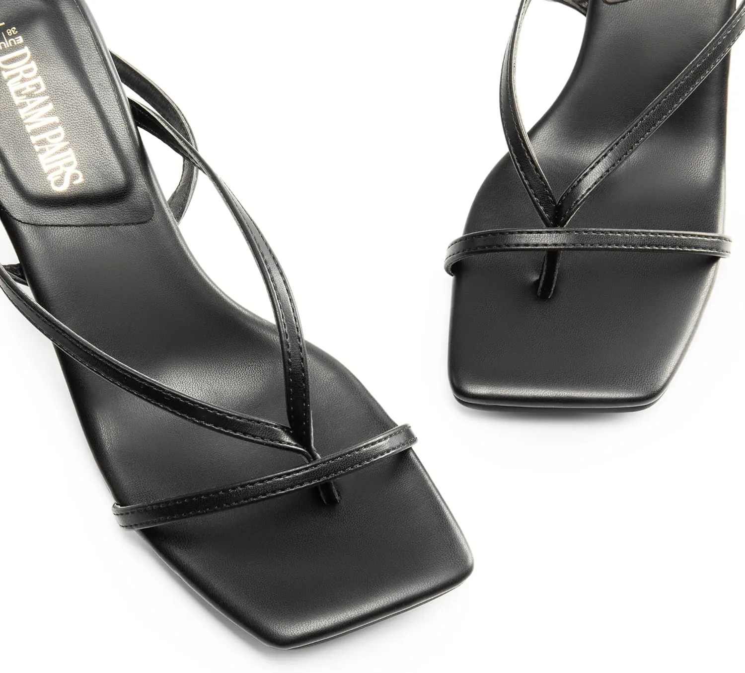 DREAM PAIRS Women's kitten Low Strappy Lace Up Heels Open Square Toe Thong Ankle Strap Heels Sexy Fashion Comfort Dress Shoes Party Sylvestra Pumps Heeled Sandals