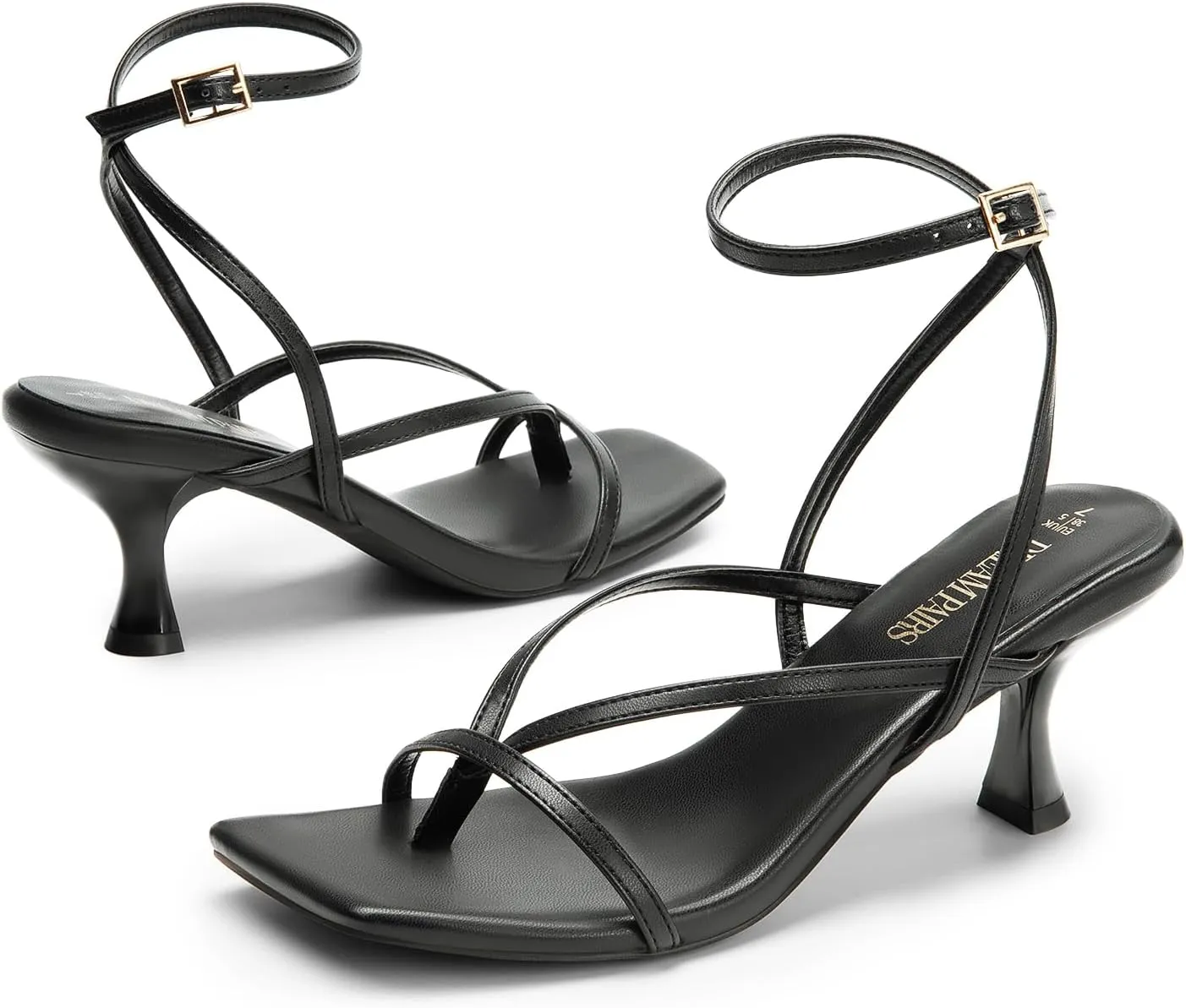 DREAM PAIRS Women's kitten Low Strappy Lace Up Heels Open Square Toe Thong Ankle Strap Heels Sexy Fashion Comfort Dress Shoes Party Sylvestra Pumps Heeled Sandals