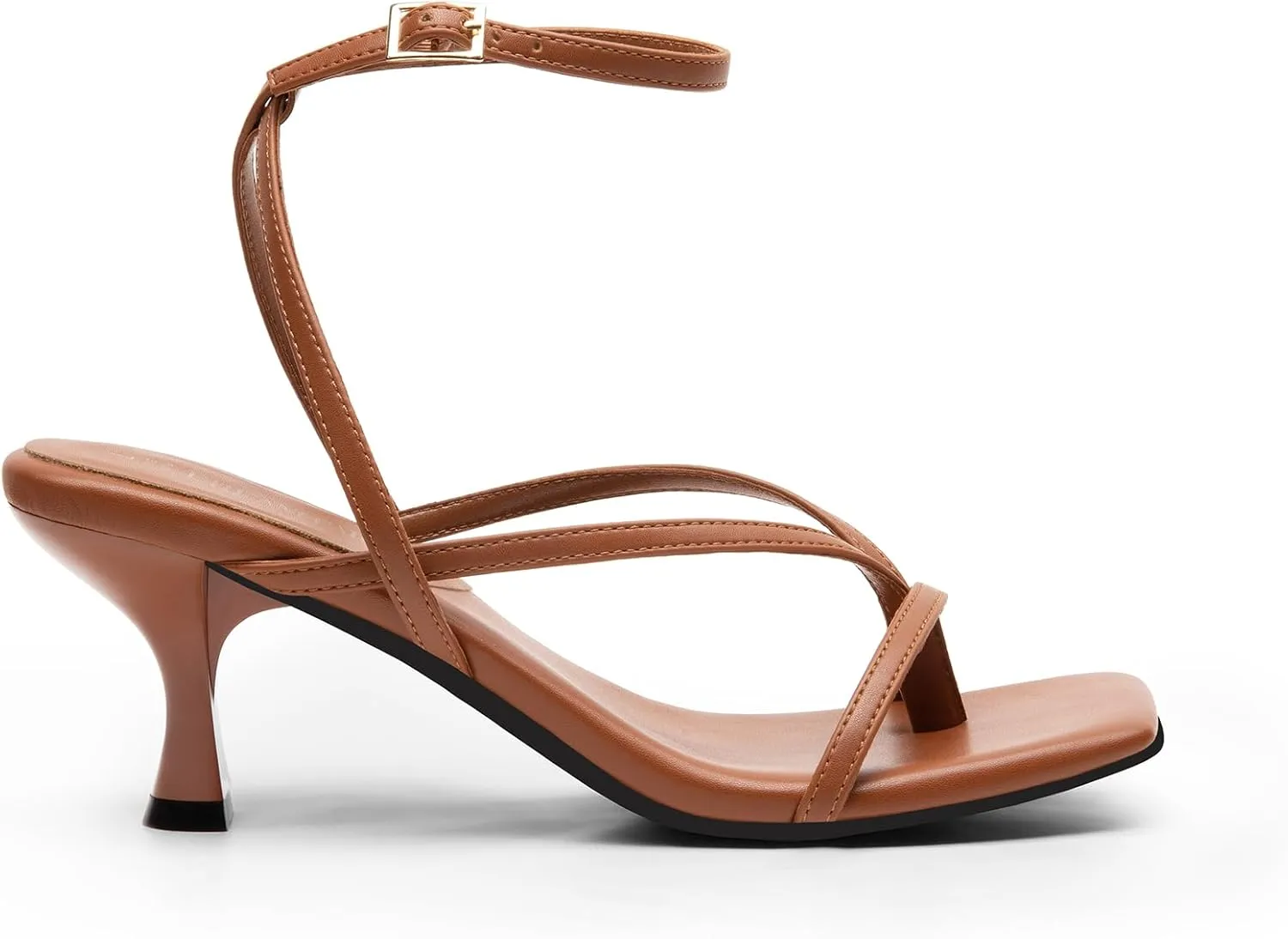 DREAM PAIRS Women's kitten Low Strappy Lace Up Heels Open Square Toe Thong Ankle Strap Heels Sexy Fashion Comfort Dress Shoes Party Sylvestra Pumps Heeled Sandals