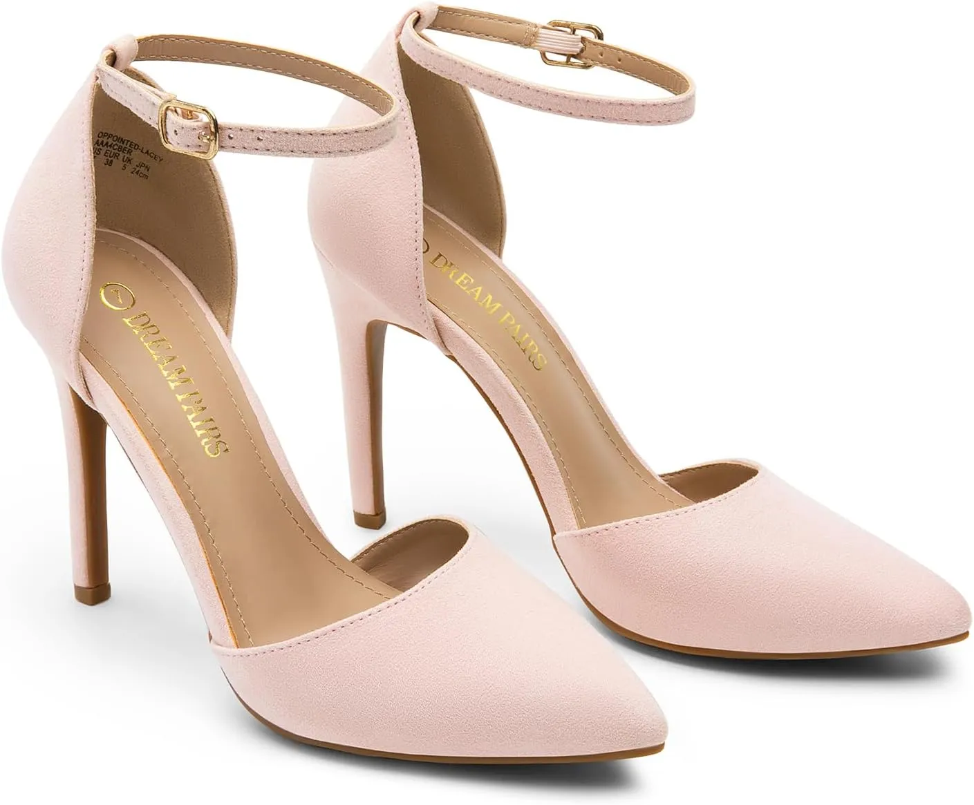 DREAM PAIRS Women's Oppointed-Lacey Pointed Toe Ankle Strap High Heel Stiletto Pumps Wedding Dress Shoes