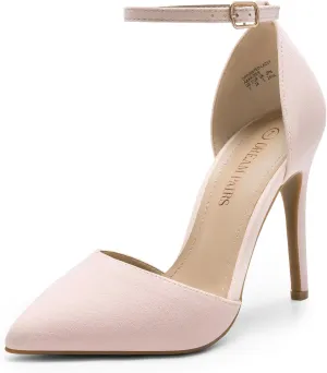 DREAM PAIRS Women's Oppointed-Lacey Pointed Toe Ankle Strap High Heel Stiletto Pumps Wedding Dress Shoes