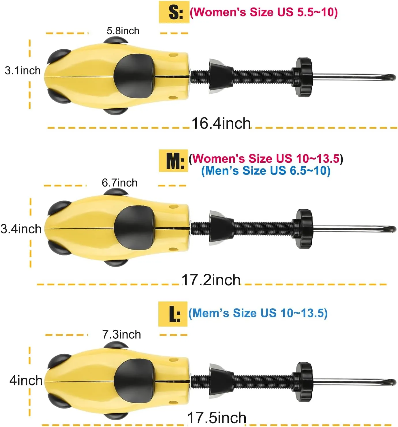 eachway Shoe Stretcher Shoe Trees,Adjustable Length & Width for Men and Women