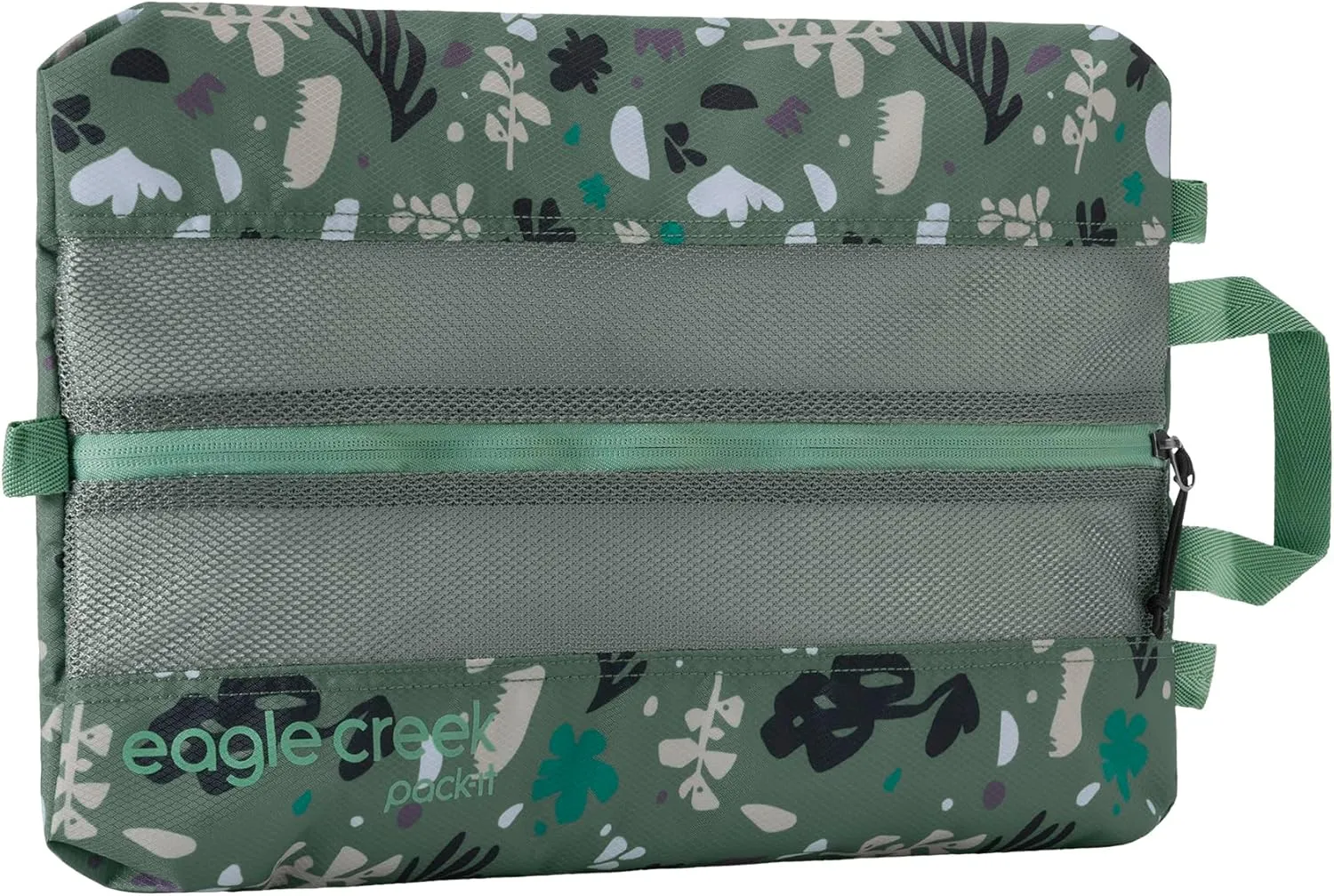 Eagle Creek Pack-It Reveal Shoe Sack - Shoe Bags for Travel with Durable, Breathable Easy-View Mesh Top, Quick-Grab Handle, & Out-of-Bag Attachment Roots and Shoots: Duck Green - Reveal (New)