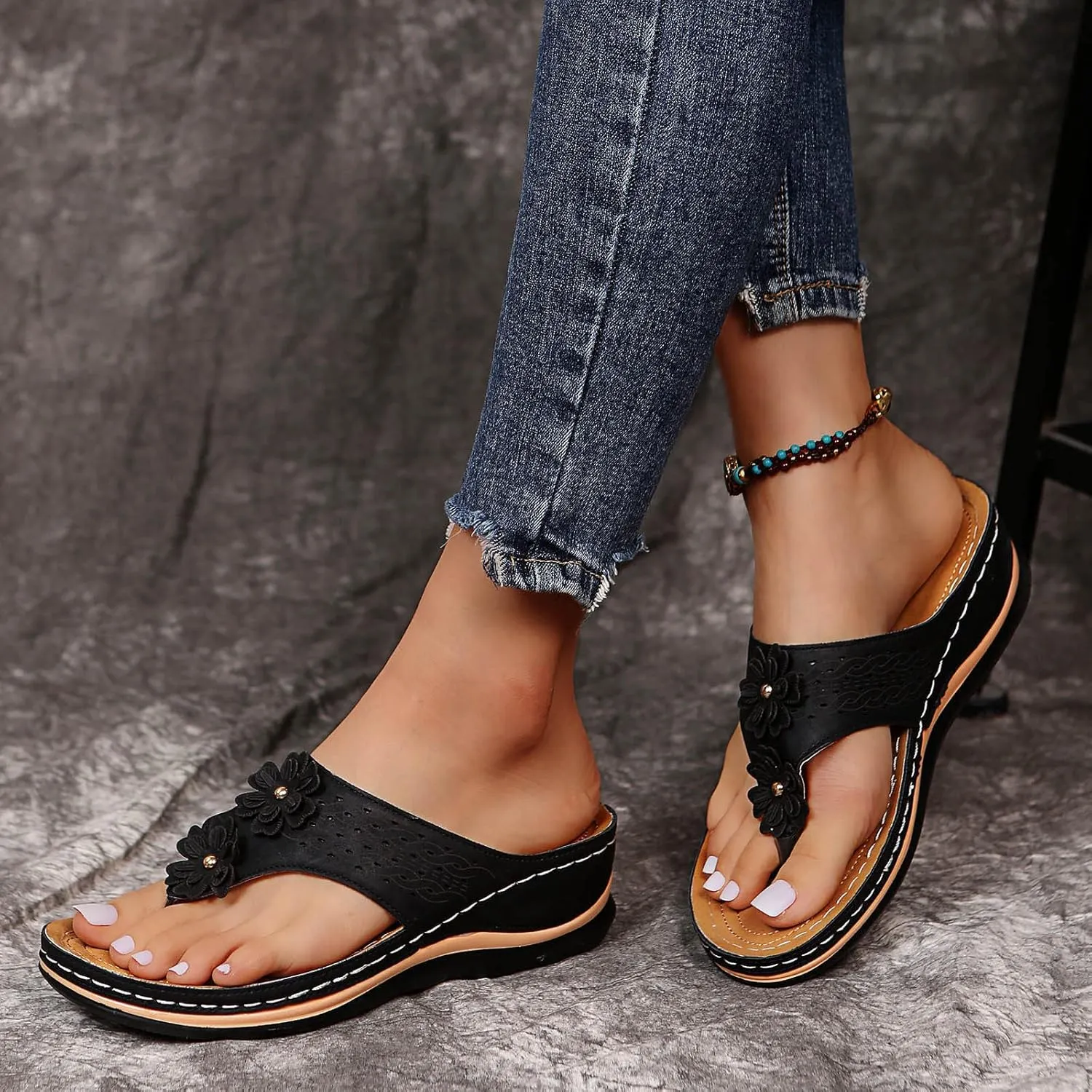 Eduavar Wedge Sandals for Women, Wedge Sandals for Women Comfy Platform Sandals Open Toe Slippers Treavl Sandals