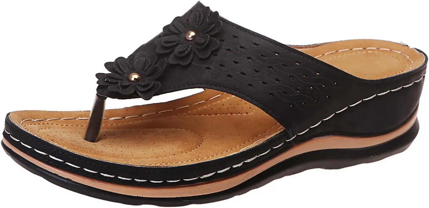 Eduavar Wedge Sandals for Women, Wedge Sandals for Women Comfy Platform Sandals Open Toe Slippers Treavl Sandals