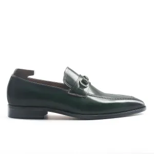Elegant Green Patina Horsebit Loafers
