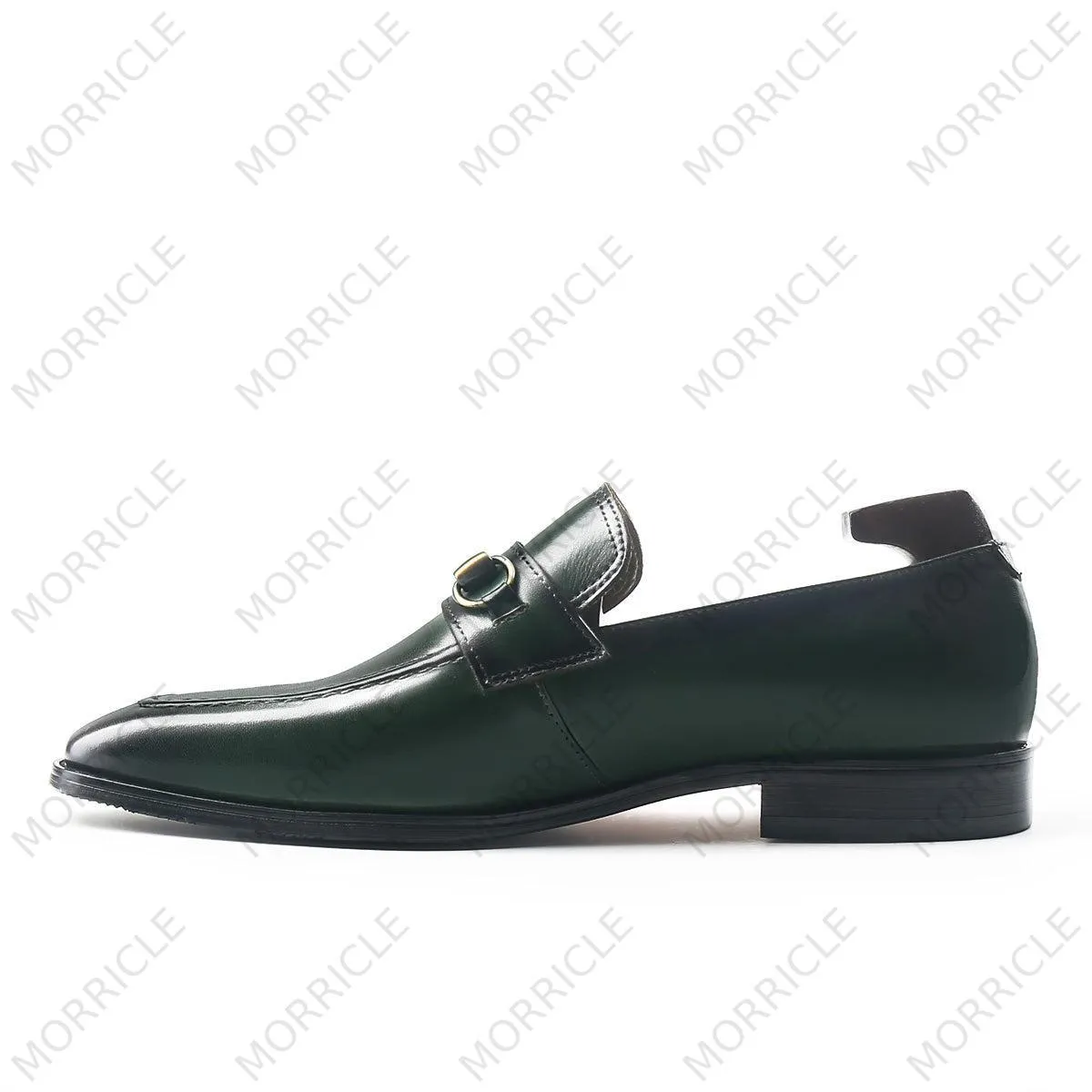 Elegant Green Patina Horsebit Loafers