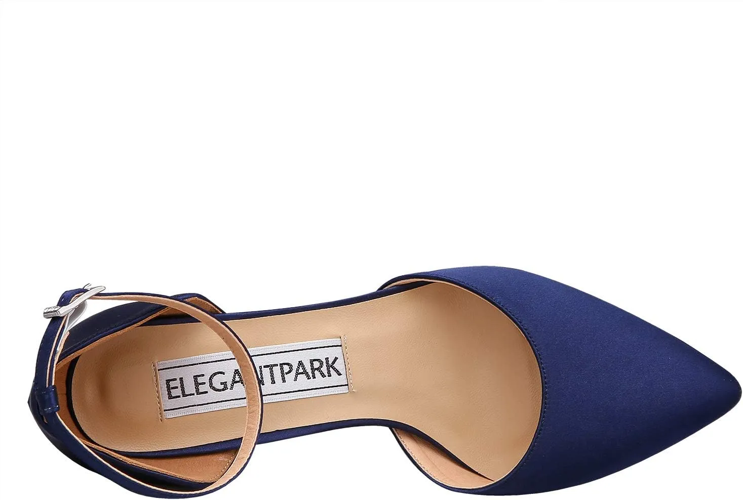 ELEGANTPARK Heels for Women Pointed Toe High Heel Pumps Satin Ankle Strap Wedding Bridal Evening Party Dress Shoes