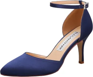 ELEGANTPARK Heels for Women Pointed Toe High Heel Pumps Satin Ankle Strap Wedding Bridal Evening Party Dress Shoes