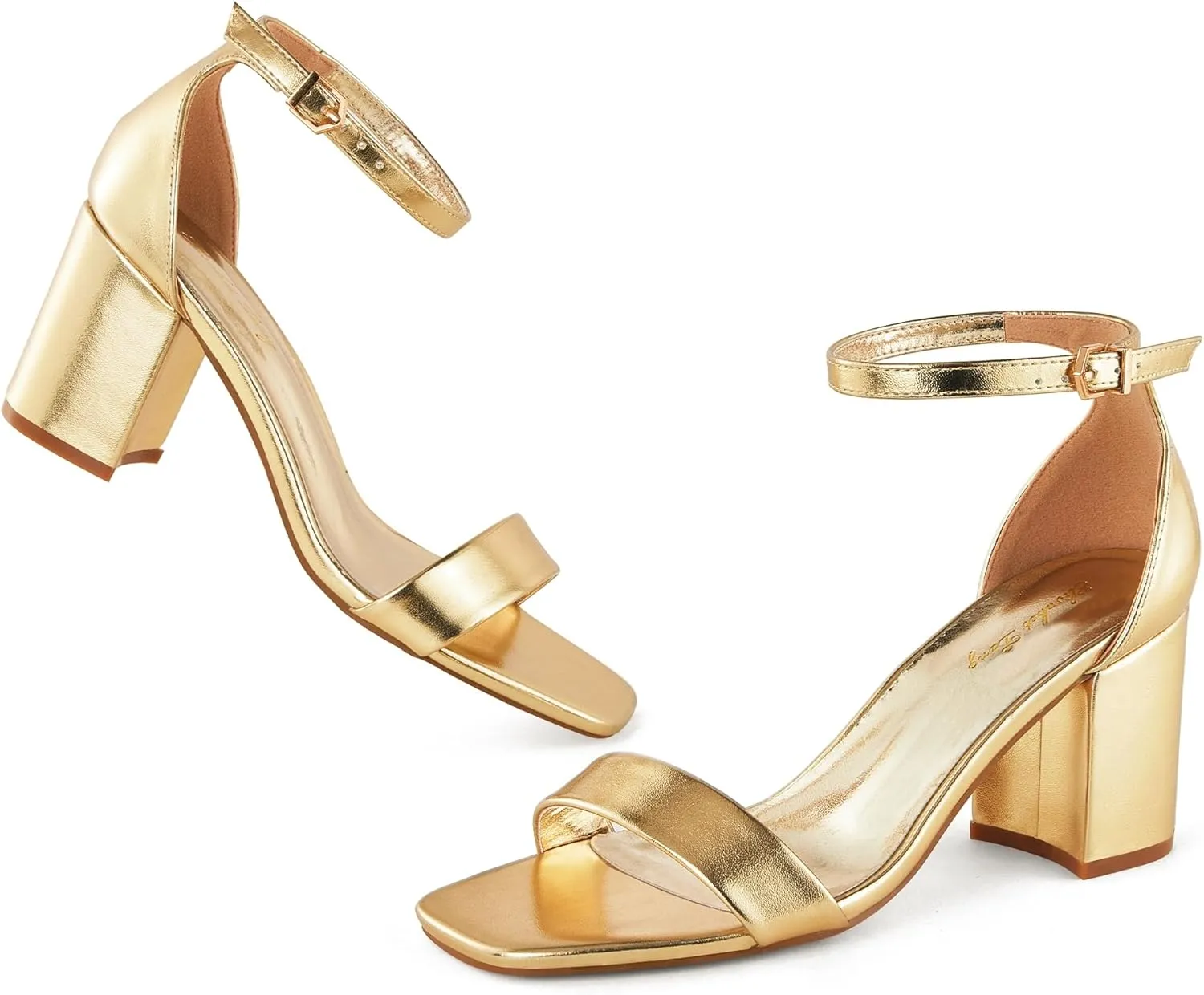 Elisabet Tang 2.36 inch Open Toe Ankle Strap Chunky Heels Pump Sandals Party Dress Sandals Daily Work Wedding Buckle Heels Sandals Shoes