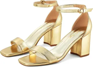 Elisabet Tang 2.36 inch Open Toe Ankle Strap Chunky Heels Pump Sandals Party Dress Sandals Daily Work Wedding Buckle Heels Sandals Shoes
