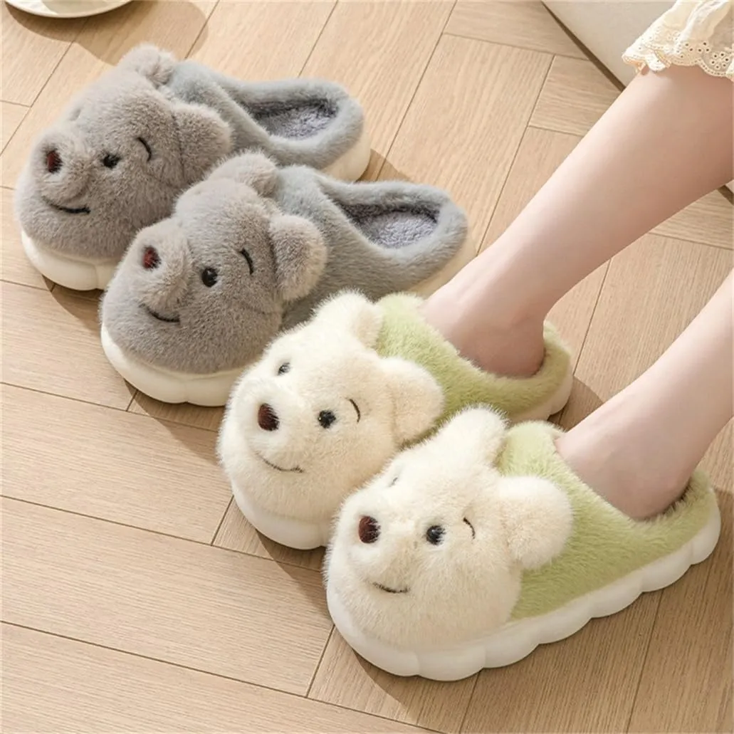 ELONEL Women's Cute Animal Bear Slippers Soft and Comfortable Men's Plush Home Slippers Warm Winter Indoor Slippers