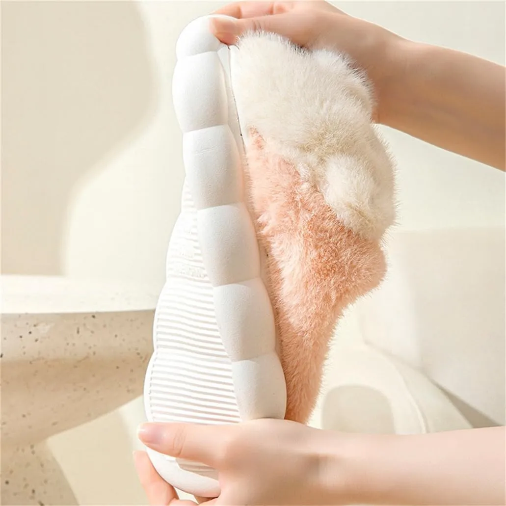 ELONEL Women's Cute Animal Bear Slippers Soft and Comfortable Men's Plush Home Slippers Warm Winter Indoor Slippers