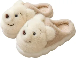 ELONEL Women's Cute Animal Bear Slippers Soft and Comfortable Men's Plush Home Slippers Warm Winter Indoor Slippers