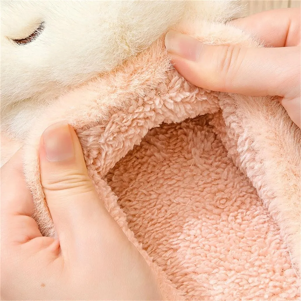 ELONEL Women's Cute Animal Bear Slippers Soft and Comfortable Men's Plush Home Slippers Warm Winter Indoor Slippers