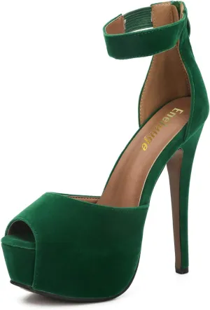 Enelauge Women's Sexy Ankle Straps Peep Toe Buckle Platform Stiletto Wedding Party High Heels Sandals