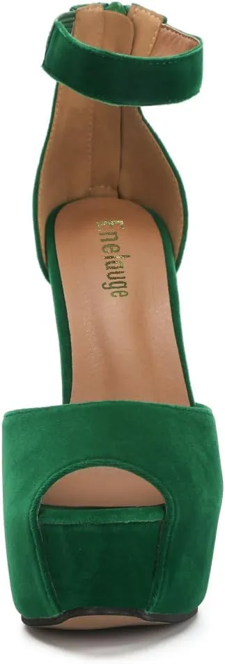Enelauge Women's Sexy Ankle Straps Peep Toe Buckle Platform Stiletto Wedding Party High Heels Sandals