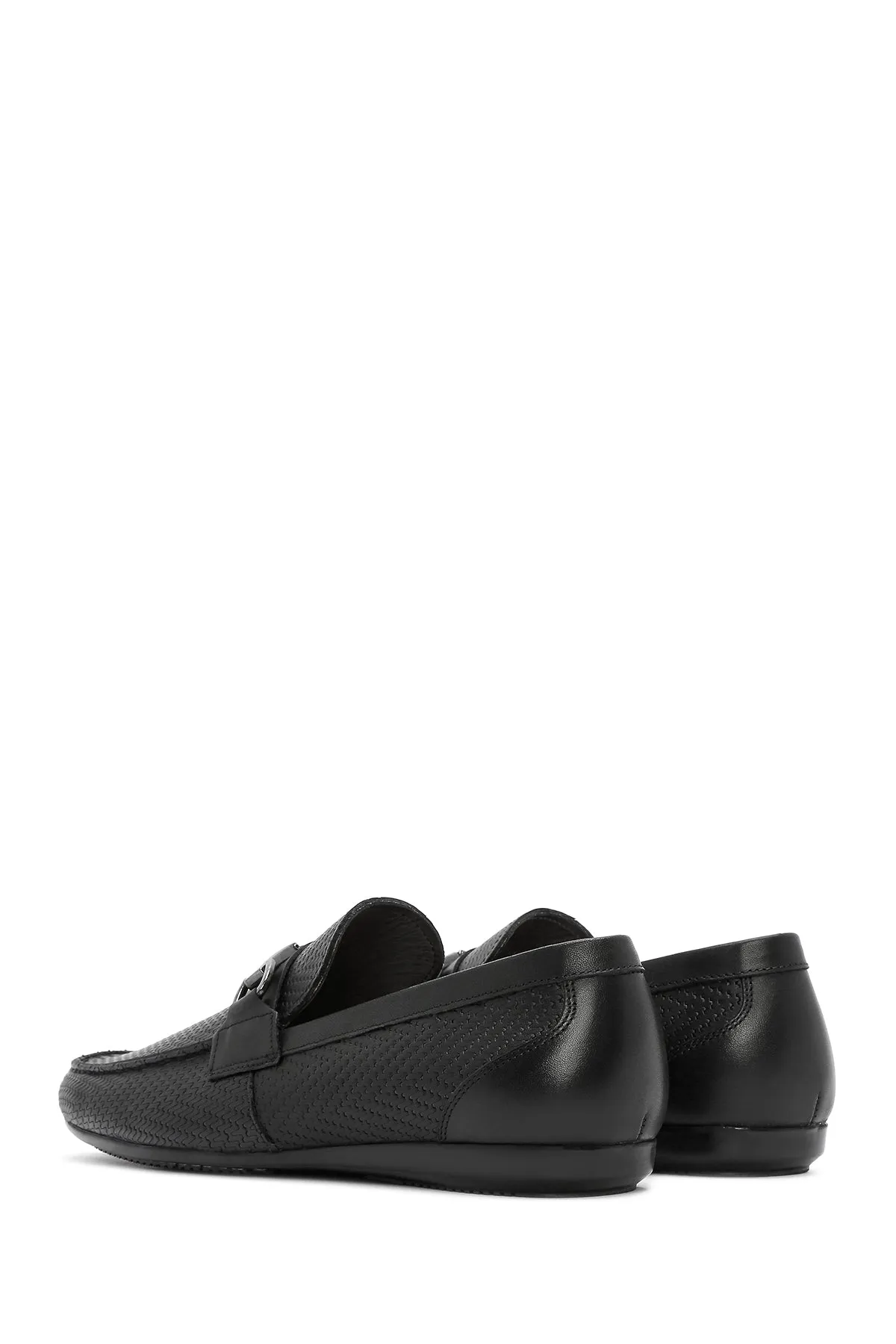 Erkek Siyah Baskılı Deri Casual Loafer
