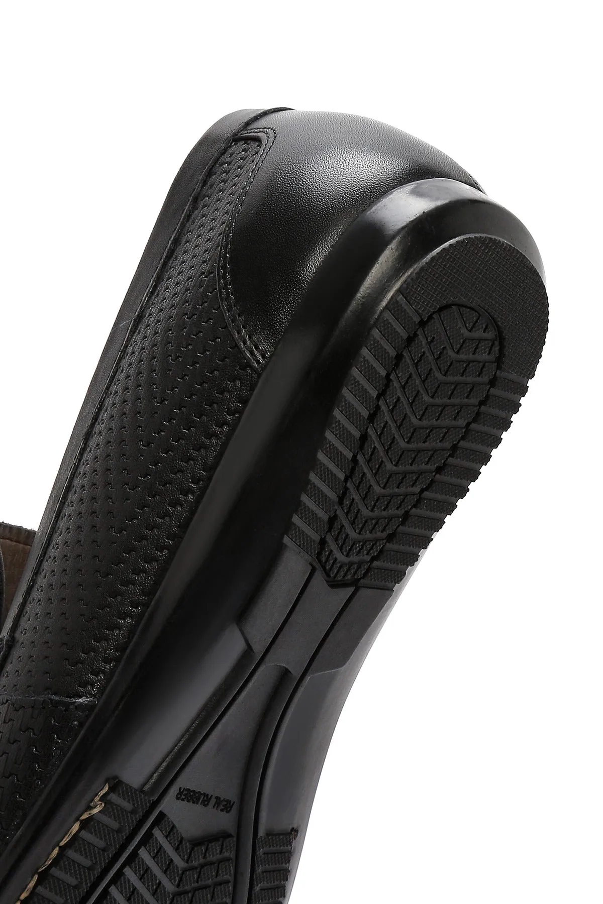 Erkek Siyah Baskılı Deri Casual Loafer