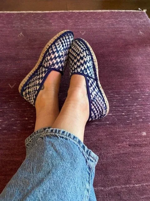 Espadrilles Fleece Blue Houndstooth