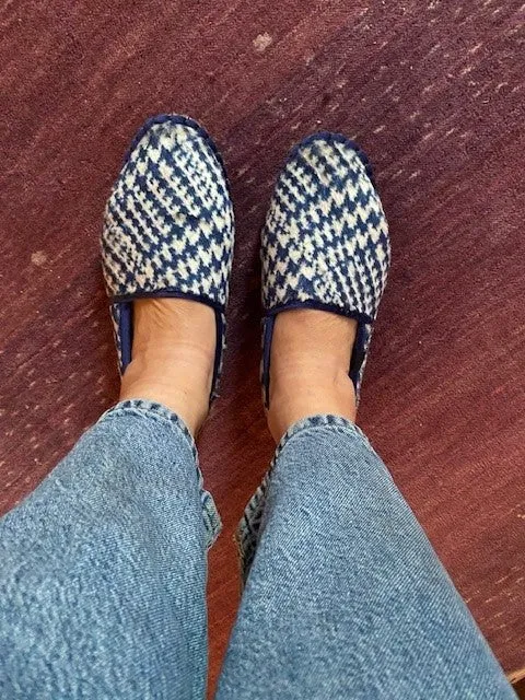 Espadrilles Fleece Blue Houndstooth