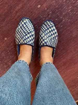 Espadrilles Fleece Blue Houndstooth