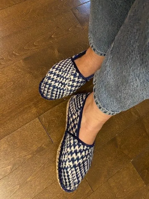 Espadrilles Fleece Blue Houndstooth
