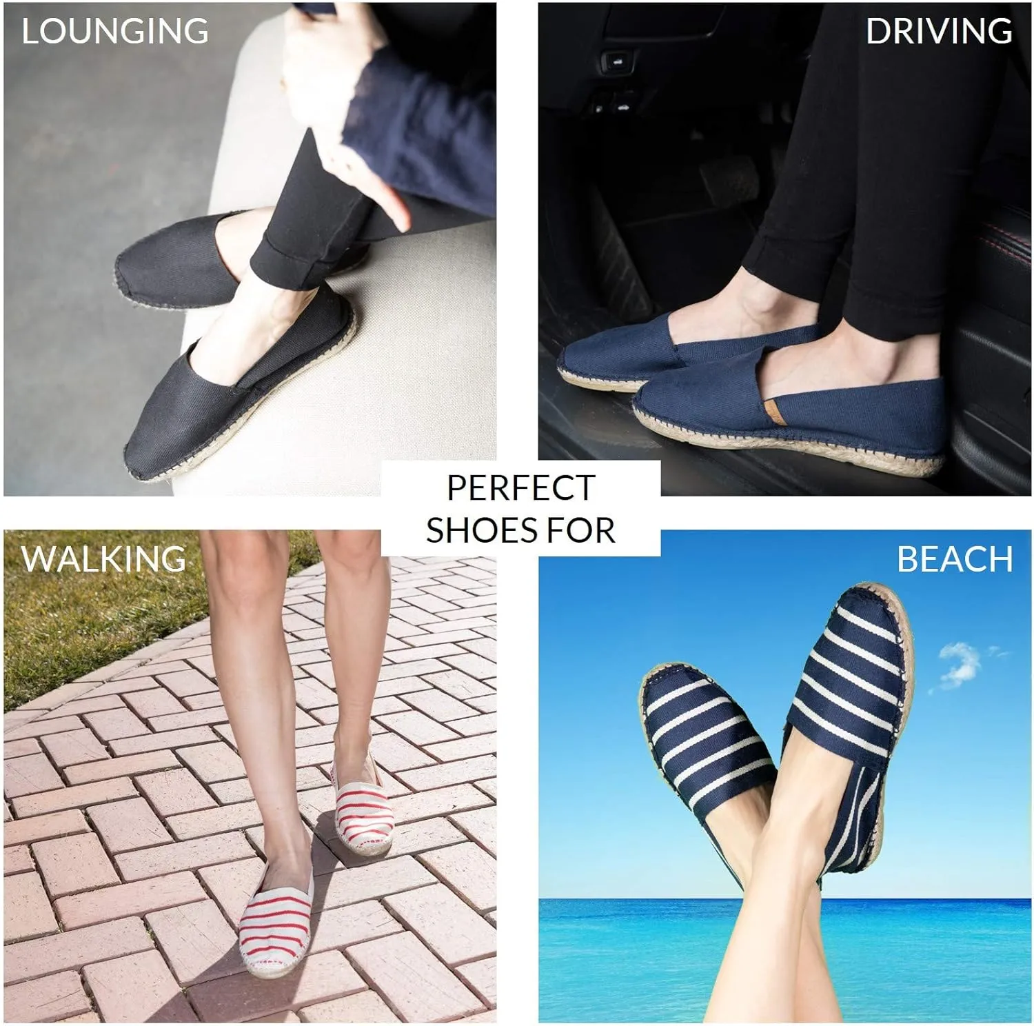 Espadrilles for Women - Canvas Slip on Shoes for Women, Chic Flats Handmade in France