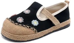 Espadrilles for Women Flat Slip on Loafers House Shoes Floral Embroidered Shoes Casual Linen Everyday Hiking Shoes