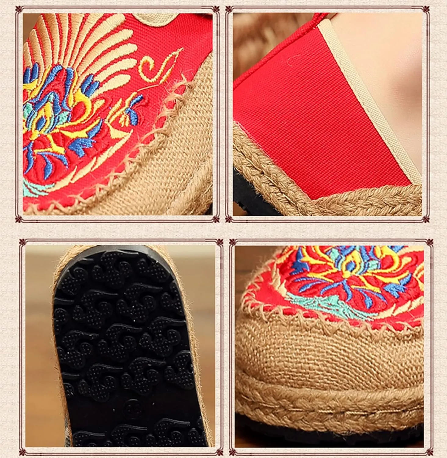 Espadrilles for Women Flats Canvas Loafers & Slip-ons Ethnic Style Embroidered Shoes Casual Comfort House Shoes
