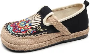 Espadrilles for Women Flats Canvas Loafers & Slip-ons Ethnic Style Embroidered Shoes Casual Comfort House Shoes